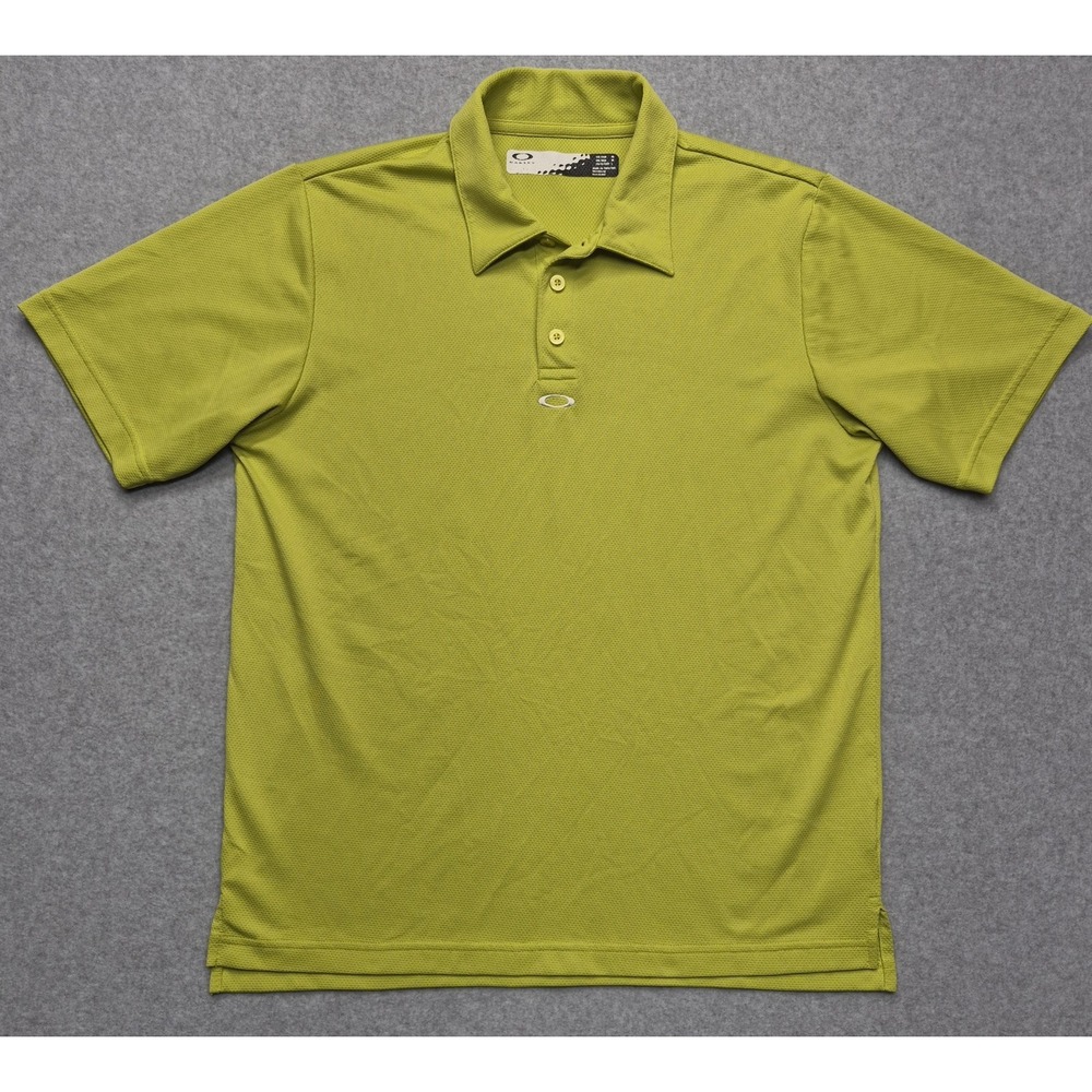 Oakley‎ Golf Polo Shirt Men M Green Short Sleeve Hydrolix Athletic Breathable